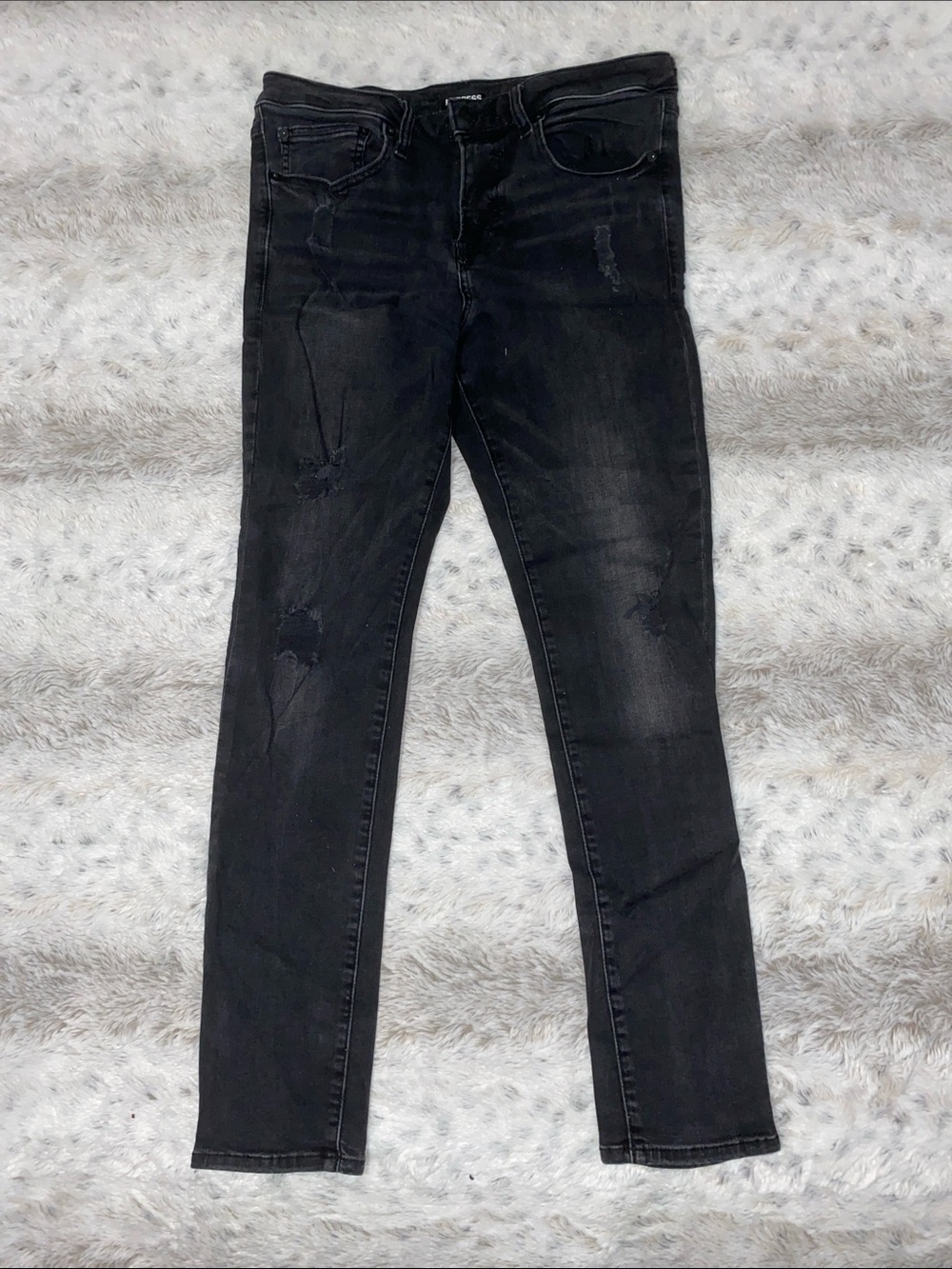 Men’s Black Skinny Jeans - Distressed Stretch Denim